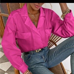 Dual pocket button up blouse